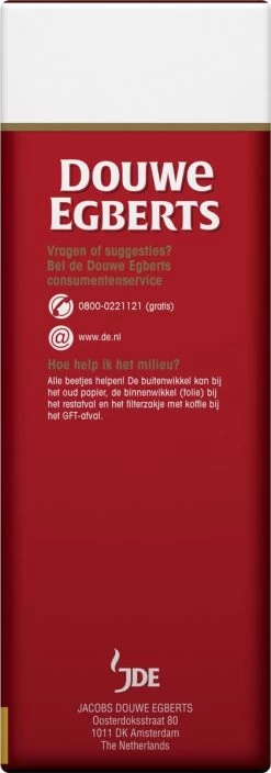 Douwe Egberts Aroma Rood Grove Maling Filterkoffie - 6 X 500 Gram -Koffie en Thee Verkoop 421x1200 1