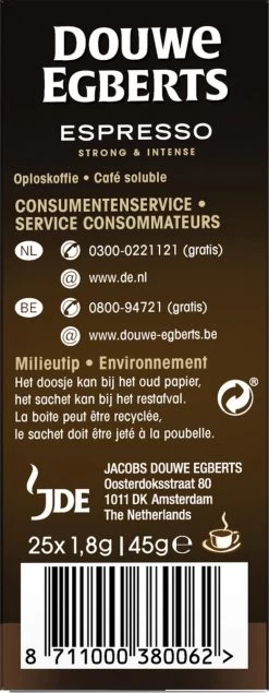 Douwe Egberts Espresso Sticks Oploskoffie - 6 X 25 Zakjes -Koffie en Thee Verkoop 467x1200