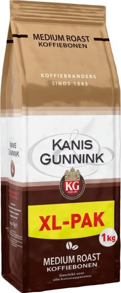 Kanis & Gunnink Medium Roast Koffiebonen - 4 X 1000 Gram - Voordeelverpakking -Koffie en Thee Verkoop 497x1200