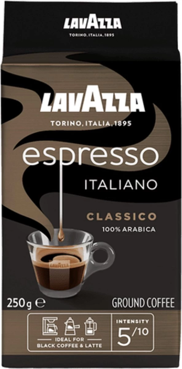 Lavazza Espresso Italiano Classico Gemalen / Filterkoffie - 8 X 250 Gram 8 Lavazza Espresso Italiano Classico Gemalen / Filterkoffie - 8 X 250 Gram - Afbeelding 6
