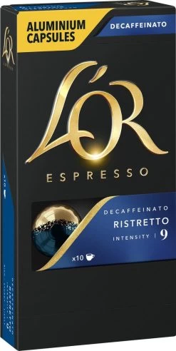 L'OR Espresso Ristretto Decaffeinato - Intensiteit 9/12 - 10 X 10 Capsules -Koffie en Thee Verkoop 603x1200