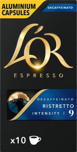 L'OR Espresso Ristretto Decaffeinato - Intensiteit 9/12 - 10 X 10 Capsules -Koffie en Thee Verkoop 607x1200 1