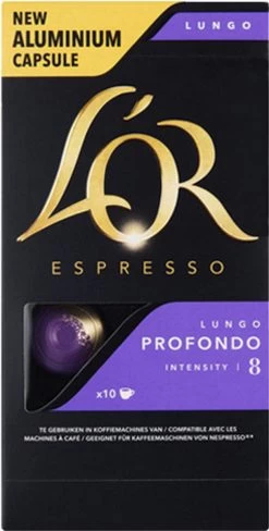 L'OR Lungo Profondo Koffiecups - Intensiteit 8/12 - 10 X 10 Capsules -Koffie en Thee Verkoop 608x1200