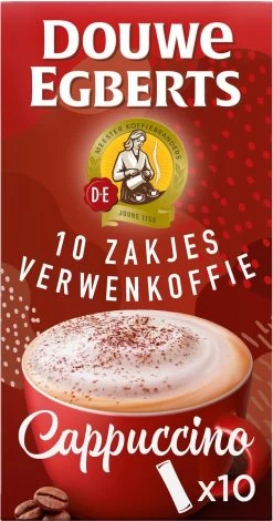 Douwe Egberts Verwenkoffie Cappuccino Oploskoffie - 5 X 10 Zakjes -Koffie en Thee Verkoop 630x1200