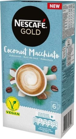 Nescafé Gold Coconut Macchiato Oploskoffie - 6 Doosjes à 6 Zakjes -Koffie en Thee Verkoop 657x1200