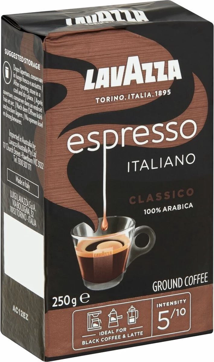 Lavazza Espresso Italiano Classico Gemalen / Filterkoffie - 8 X 250 Gram 3 Lavazza Espresso Italiano Classico Gemalen / Filterkoffie - 8 X 250 Gram