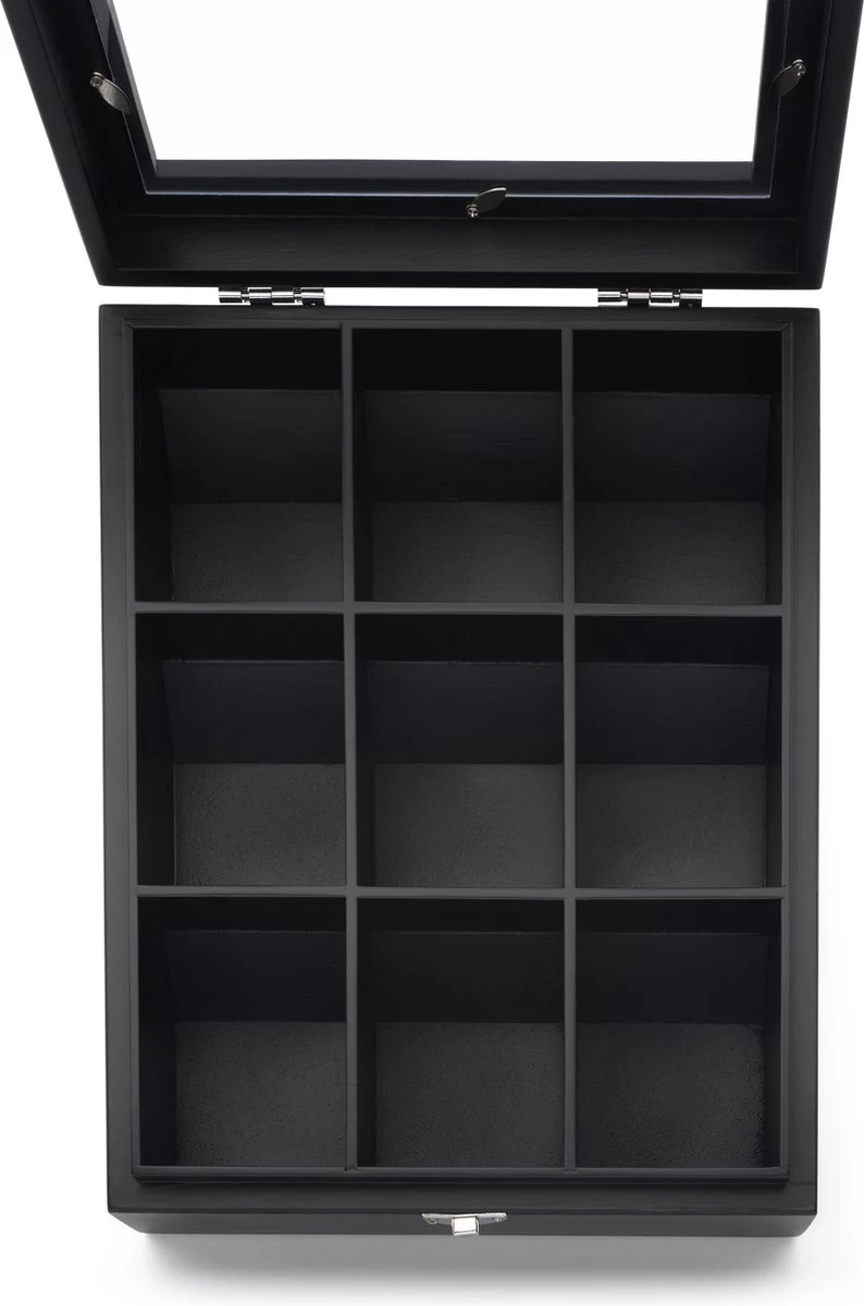 Bredemeijer - Theedoos 9-vaks Venster Bamboe Zwart 4 Bredemeijer - Theedoos 9-vaks Venster Bamboe Zwart - Afbeelding 2