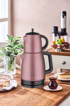 Sinbo - Elektrische Theemaker En Waterkoker – Turkse Theepot – Çaydanlik Set – Warmhoudfunctie – 1,7L – Roze -Koffie en Thee Verkoop 800x1200 16