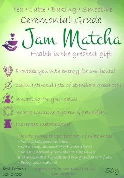 Biologische Matcha Poeder 50 Gram - CEREMONIAL GRADE - JamMatcha Groene Thee - Matcha Thee -Koffie en Thee Verkoop 835x1200 1