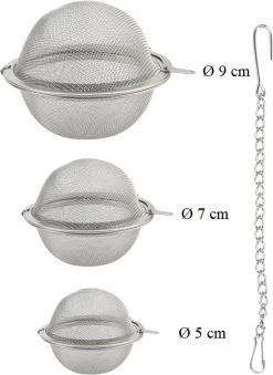 Merkloos Thee Zeef Set 3 Stuks Ø 9 / Ø 7 / Ø 5 - Thee/kruiden Kogel RVS -Thee Ei RVS - Kruiden Zeef/filter RVS -Koffie en Thee Verkoop 875x1200 4