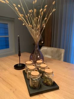 Theeplank Black Edition Met 6 Potjes En Houten Lepel Voor Thee Theeplateau ( Vervanger Van Theedoos ) MeubelZwagerij -Koffie en Thee Verkoop 900x1200 5