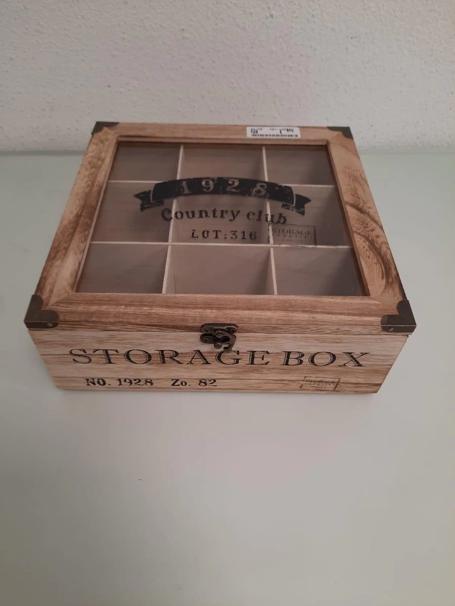 Merkloos Houten Theekist - 9-vaks Theedoos 7 Merkloos Houten Theekist - 9-vaks Theedoos - Afbeelding 5