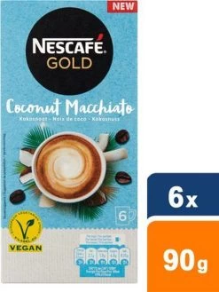 Nescafé Gold Coconut Macchiato Oploskoffie - 6 Doosjes à 6 Zakjes -Koffie en Thee Verkoop 901x1200