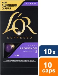 L'OR Lungo Profondo Koffiecups - Intensiteit 8/12 - 10 X 10 Capsules -Koffie en Thee Verkoop 909x1200 1