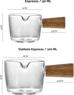 House Of Husk® Espresso Maat Glazen Set - Barista Shotglazen - Mini Maatbeker 50ml En 100ml - Multifuncitoneel Serveerkommetjes- Sauskom - Juskom - 2 Stuks -Koffie en Thee Verkoop 942x1200 2