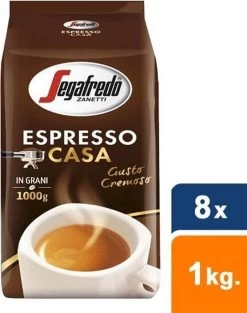 Segafredo Espresso Casa Koffiebonen - 8 X 1 Kg -Koffie en Thee Verkoop 947x1200 1