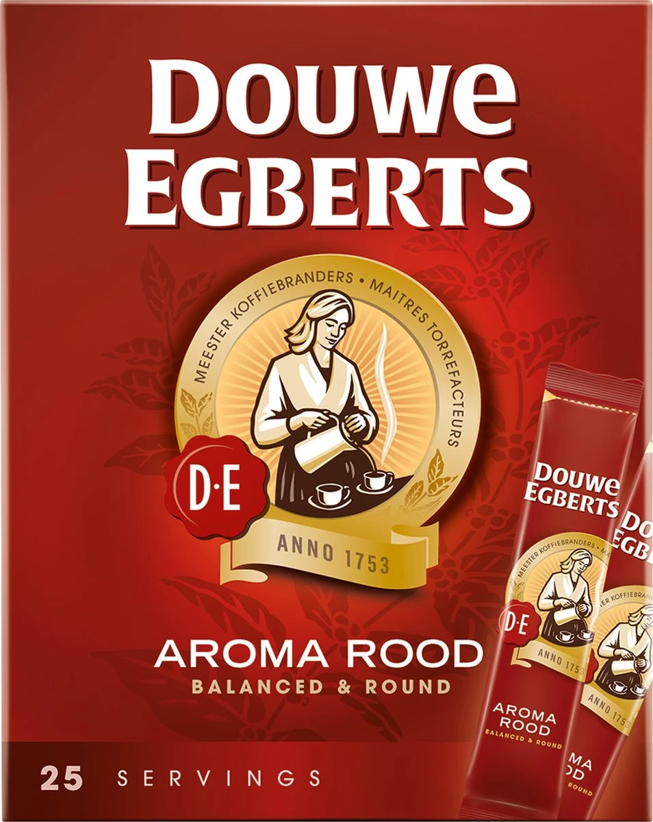 Douwe Egberts Aroma Rood Sticks Oploskoffie - 6 X 25 Zakjes 8 Douwe Egberts Aroma Rood Sticks Oploskoffie - 6 X 25 Zakjes - Afbeelding 6